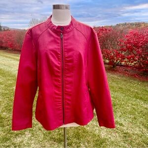 Baccini Dark Pink Faux Leather Plus Size Jacket
